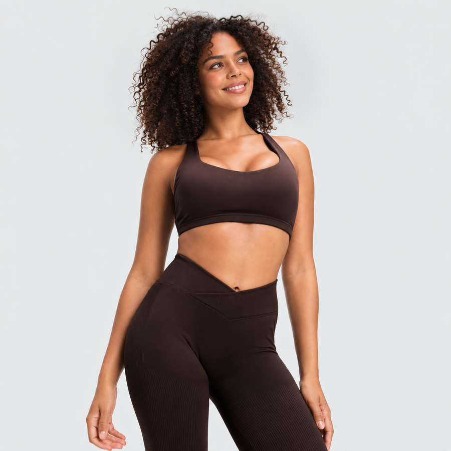 Ryvae — Legging évasé taille V en coloris Coffee, vue 3