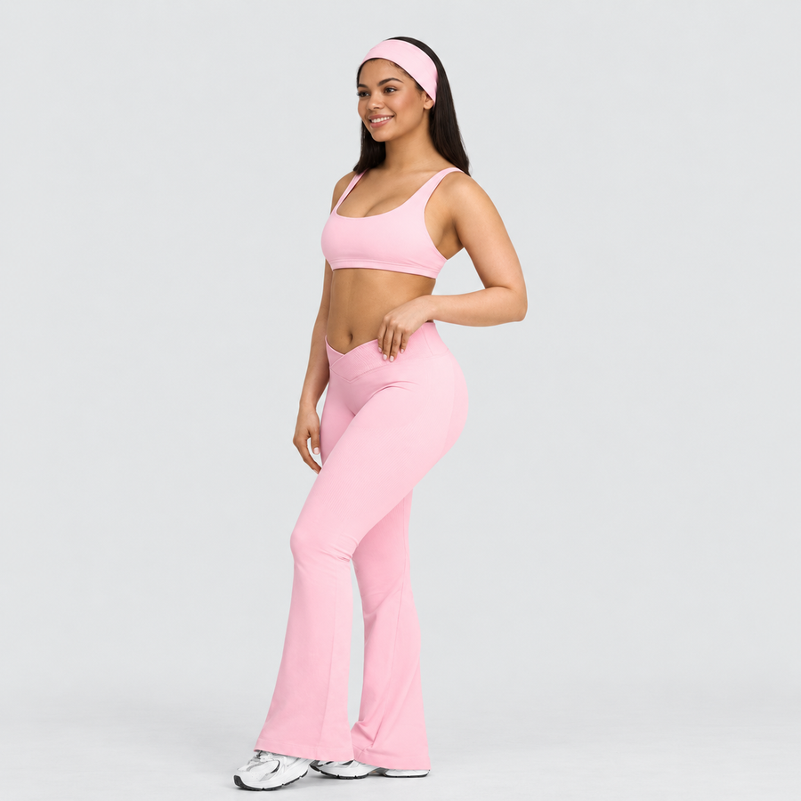 Ryvae — Legging évasé taille V en coloris Cotton Pink, vue 4