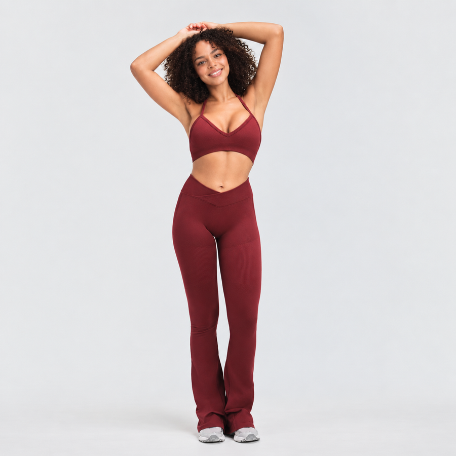 Ryvae — Legging évasé taille V en coloris Fine Wine, vue 4