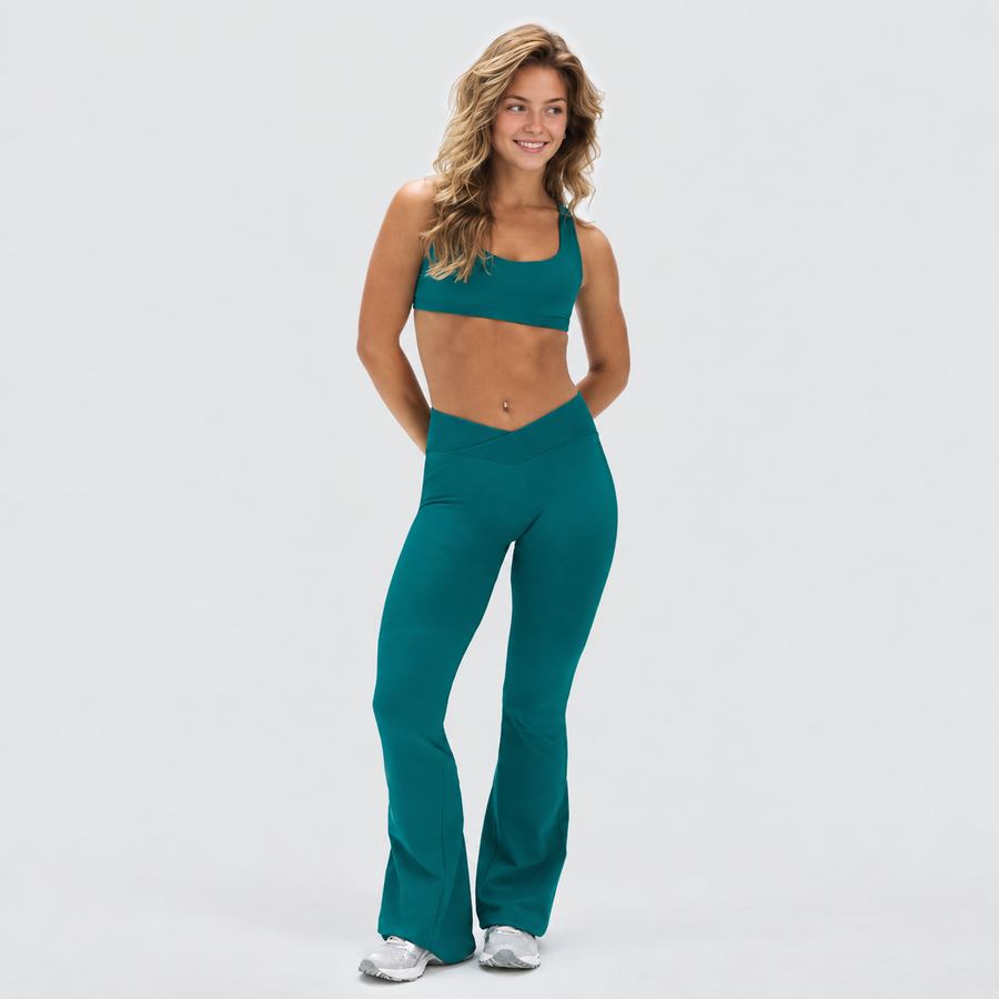 Ryvae — Legging évasé taille V en coloris Harbor Blue, vue 4