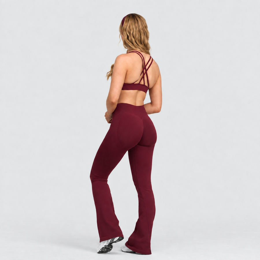 Ryvae — Legging évasé taille V en coloris Merlot, vue 4