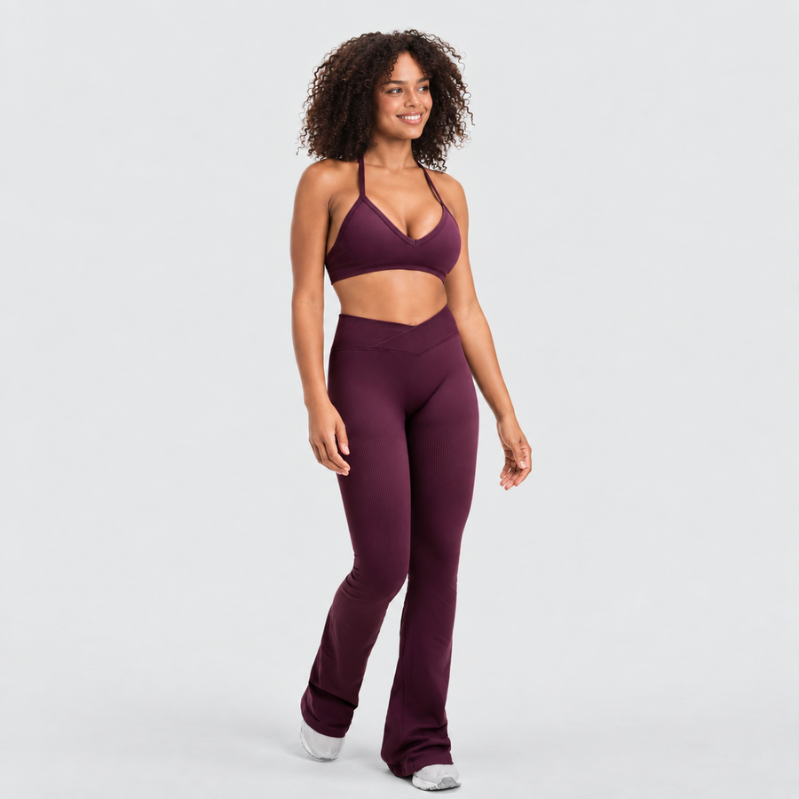 Ryvae — Legging évasé taille V en coloris Winter Plum, vue 6