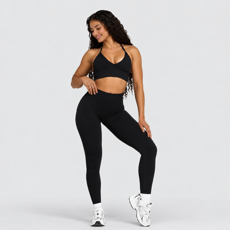 Ryvae — Legging scrunch taille mi-haute en coloris Noir, vue 3